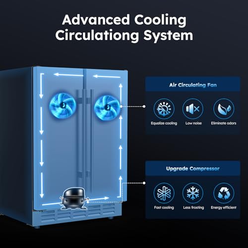 24" Outdoor Wine & Beverage Fridge, Dual Zone, Holds 20 Bottles & 57 Cans