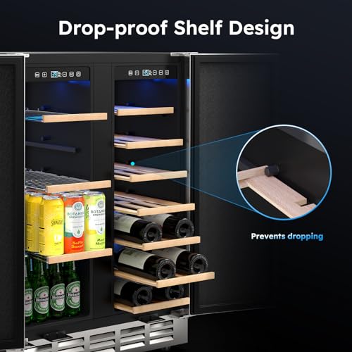 24" Outdoor Wine & Beverage Fridge, Dual Zone, Holds 20 Bottles & 57 Cans