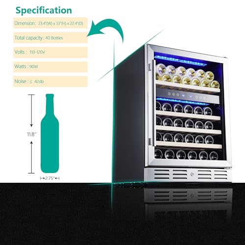 Kalamera 24" Wine Cooler, 46 Bottle - Dual Zone