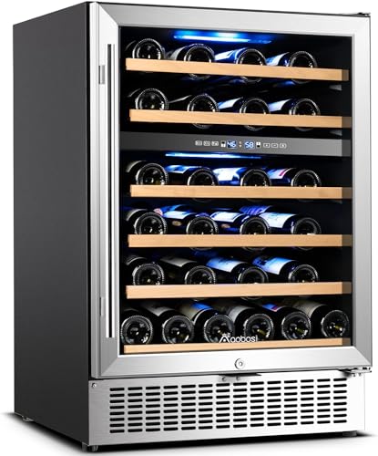 AAOBOSI 46-Bottle Dual Zone Wine Fridge, 24-Inch Cooler
