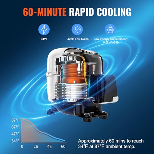 VEVOR Undercounter Beverage Cooler, 24-inch, 185QT/175 Cans