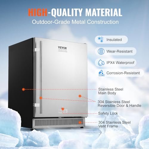 VEVOR Undercounter Beverage Cooler, 24-inch, 185QT/175 Cans