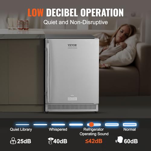 VEVOR Undercounter Beverage Cooler, 24-inch, 185QT/175 Cans