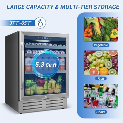 24" Velivi Beverage Fridge: Built-In Cooler for Drinks