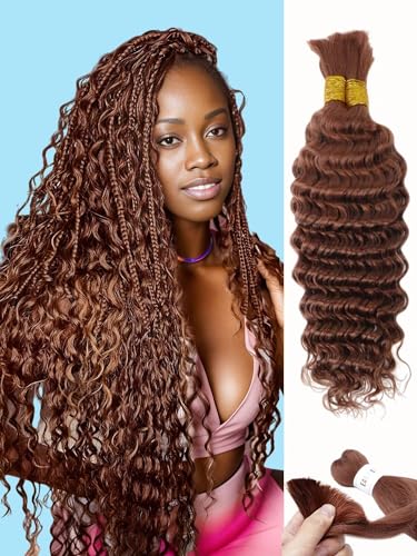 18" Brazilian Auburn Curly Hair Bundle - Water Wave
