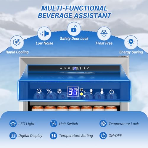24" Velivi Beverage Fridge: Built-In Cooler for Drinks