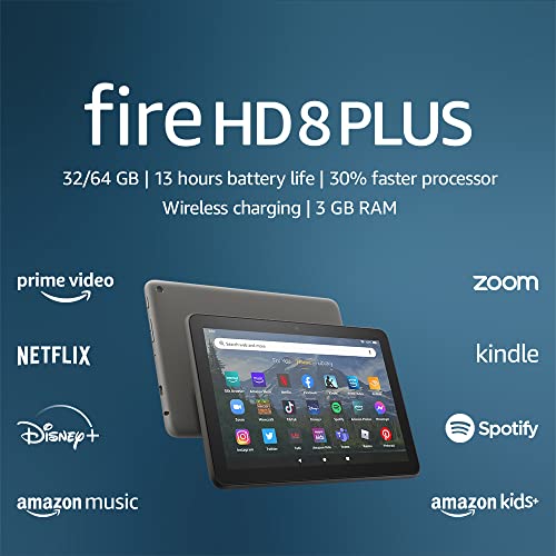 2022 Amazon Fire HD 8 Plus Tablet, Gray