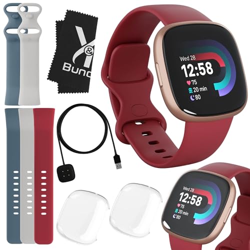 Fitbit Versa 4 Health & Fitness Smart Watch Bundle