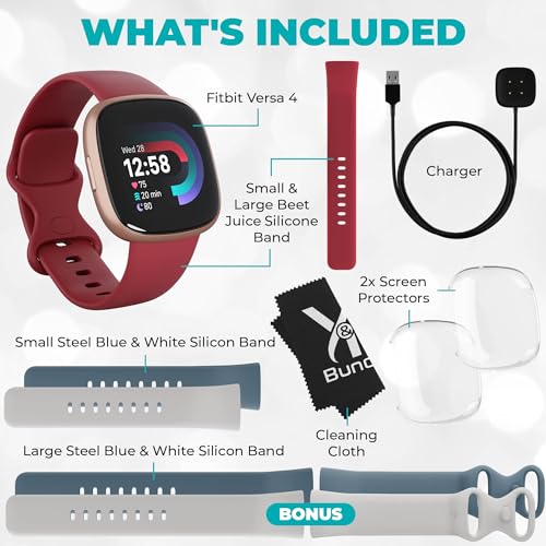 Fitbit Versa 4 Health & Fitness Smart Watch Bundle