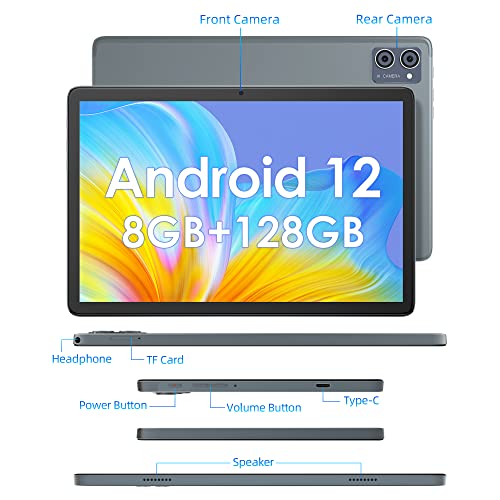 10" Tablet with Octa-Core Processor, Android 12, 128GB