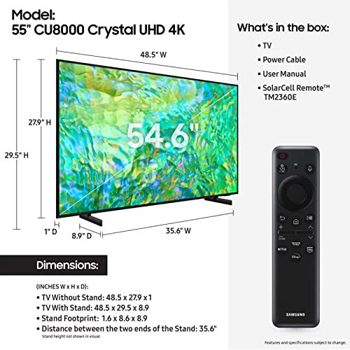 SAMSUNG 55-Inch Crystal UHD 4K Smart TVVIP
