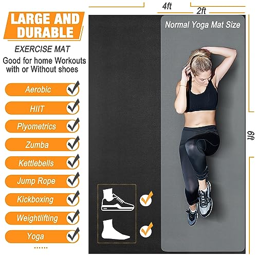 BesWin Large Exercise Mat, 6' x 4' - Non-Slip, Durable Gym Mat