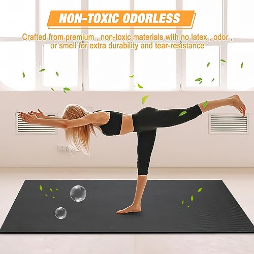 BesWin Large Exercise Mat, 6' x 4' - Non-Slip, Durable Gym Mat