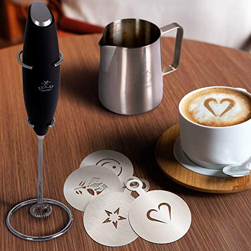 Zulay Kitchen Milk Frother Set - Handheld Foam Maker