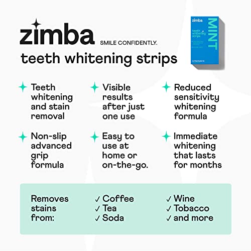 Zimba Teeth Whitening Strips - Enamel Safe, Mint
