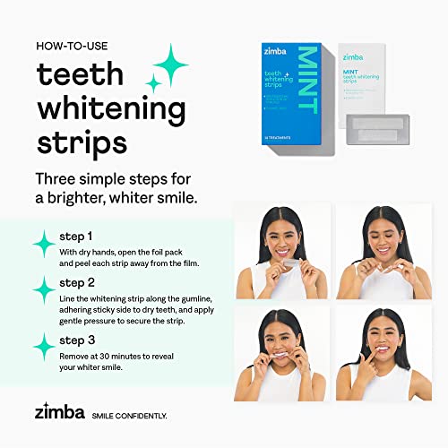 Zimba Teeth Whitening Strips - Enamel Safe, Mint