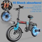 Electric Bike Adults 750W 48V 20AH Brushess Motor 16''E Bike 28Mph Folding Ebike