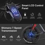 DYU 20" 4.0 Fat Tire Electric Mountain Bike, 750W 48V 15.5AH Shimano 7 Speed
