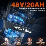 Electric Bike Adults 750W 48V 20AH Brushess Motor 16''E Bike 28Mph Folding Ebike