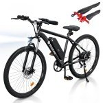 isinwheel M10 Electric Bike for Adults with 500W Motor, 20mph Max Speed, 374.4WH Removable Battery Ebike, 26" Electric Mountain Bike with 7-Speed and Front Suspension (Black)