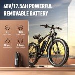 EXRBYKO E Bikes for Adults Electric, Peak 1500W 37MPH Fat Tire Electric Bike for Adults, 48V 17.5AH 840WH Battery, 80 Miles Ebike with 21-Speed Gear ON/Off Road Electric Bicycle UL Certified