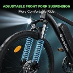 isinwheel M10 Electric Bike for Adults with 500W Motor, 20mph Max Speed, 374.4WH Removable Battery Ebike, 26" Electric Mountain Bike with 7-Speed and Front Suspension (Black)