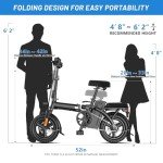 APYEAR Electric Bike for Adults,Electric Bicycle with 48V 12Ah Removable Battery,14" Folding Ebike, 20MPH Commuting Electric Bike, High Brushless Gear Motor
