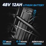 APYEAR Electric Bike for Adults,Electric Bicycle with 48V 12Ah Removable Battery,14" Folding Ebike, 20MPH Commuting Electric Bike, High Brushless Gear Motor