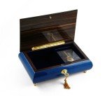 Impressive Royal Blue Instrument and Floral Wood Inlay 36 Note Musical Jewelry Box - Many Songs to Choose - Four Seasons (Spring)