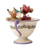 Enesco Disney Traditions by Jim Shore “Cinderella” Jaq and Gus Teacup Stone Resin Figurine, 4.25”, White