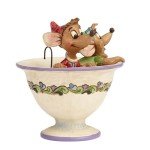Enesco Disney Traditions by Jim Shore “Cinderella” Jaq and Gus Teacup Stone Resin Figurine, 4.25”, White