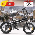 Black 1000W Electric Bike for Adults 20" Fat Tire 36V City Foldable E-Bike