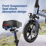 AOVOPRO Foldable Electric Bike 500W Motor 14" Tires 22mph 21Mile Range 48V