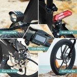 Black 1000W Electric Bike for Adults 20" Fat Tire 36V City Foldable E-Bike