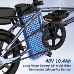 AOVOPRO Foldable Electric Bike 500W Motor 14" Tires 22mph 21Mile Range 48V