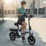 AOVOPRO Foldable Electric Bike 500W Motor 14" Tires 22mph 21Mile Range 48V