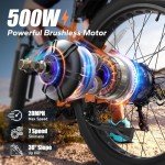 VARUN E Bikes for Men - Peak 750W Ebikes for Adults - Fat Tire Electric Bike Up to 25MPH 60+ Miles with 48V 13AH Removable Battery - 26" Electric Mountain Bike Features 7-Speed, Lockable Suspension