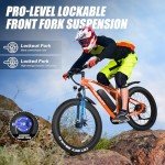 VARUN E Bikes for Men - Peak 750W Ebikes for Adults - Fat Tire Electric Bike Up to 25MPH 60+ Miles with 48V 13AH Removable Battery - 26" Electric Mountain Bike Features 7-Speed, Lockable Suspension