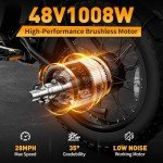 MEELOD Electric Bike for Adults，Electric Mountain Bike 1008W/2000W Brushless Motor 624/960Wh Removable Battery, 28MPH 20" Fat Tire Electric Bike