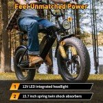 MEELOD Electric Bike for Adults，Electric Mountain Bike 1008W/2000W Brushless Motor 624/960Wh Removable Battery, 28MPH 20" Fat Tire Electric Bike