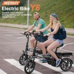 WERHY 14'' Electric Bike for Adults 750W Peak Motor, 499.2Wh Removable Battery Up to 35Miles(Pedal-Assist), 22 mph Folding Ebike, Adults Electric Bicycles, Mini E Bikes for Adults and Teens