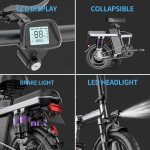 F12 Adult Ebike 500W Peak Motor Foldable 48V 15AH Electric Bicycle 25MPH 35Mile
