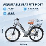 850W Ebike 26" Electric Bike Bicycle 28Mph CommuterTire Mountain Bikes Adults
