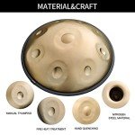 TTXC Handpan Steel Drums Musical instrument D Minor 9 Notes 22 inchs Steel Hand Drum,Soft Hand Pan Bag,2 handpan Mallet,Handpan Stand,dust-free cloth,(gold)