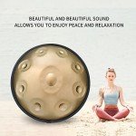 TTXC Handpan Steel Drums Musical instrument D Minor 9 Notes 22 inchs Steel Hand Drum,Soft Hand Pan Bag,2 handpan Mallet,Handpan Stand,dust-free cloth,(gold)