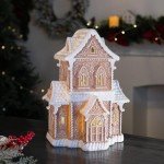 Braxio Gingerbread House Christmas Tabletop Decorations - Village Gingerbread Decor Traditional Cottage Church Christmas Collectible Figurines High 10.25x7.5x13.5 Inch
