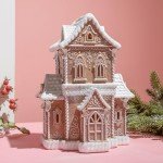 Braxio Gingerbread House Christmas Tabletop Decorations - Village Gingerbread Decor Traditional Cottage Church Christmas Collectible Figurines High 10.25x7.5x13.5 Inch