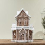 Braxio Gingerbread House Christmas Tabletop Decorations - Village Gingerbread Decor Traditional Cottage Church Christmas Collectible Figurines High 10.25x7.5x13.5 Inch