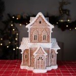 Braxio Gingerbread House Christmas Tabletop Decorations - Village Gingerbread Decor Traditional Cottage Church Christmas Collectible Figurines High 10.25x7.5x13.5 Inch