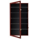 DisplayGifts 60 Souvenir Spoon Tea Spoon Display Case Rack Holder Wall Cabinet Collection Frame with UV Protection, Lockable Door (Cherry Finish)